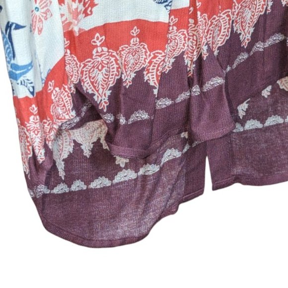 Daniel Rainn Pleated XS Blouse Floral V-Neck Long Sleeve Roll Tab Sleeve Paisley - Picture 7 of 12